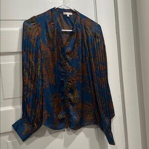 Skies Are Blue Floral Top in Blue and Brown.NBW